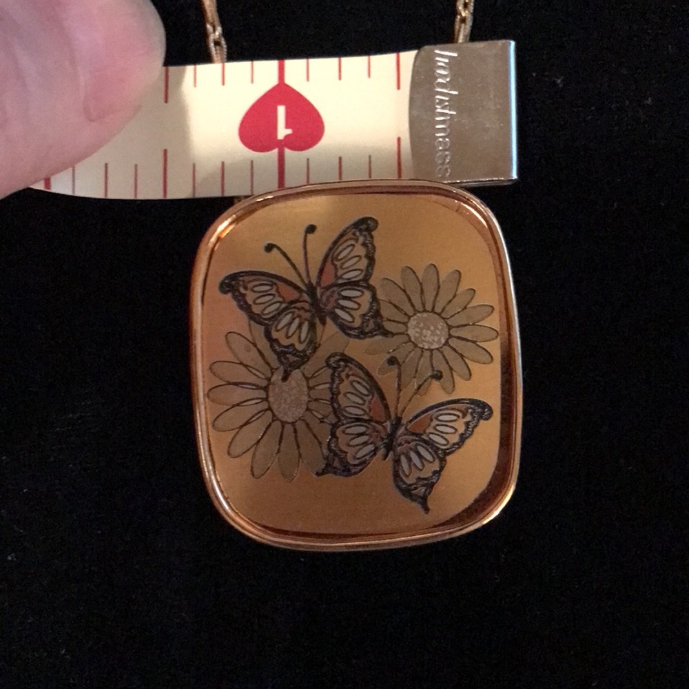 Vintage Reed & Barton Damascene butterfly pendant necklace - Picture 9 of 11